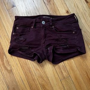 American Eagle Burgundy distressed shirts size 2